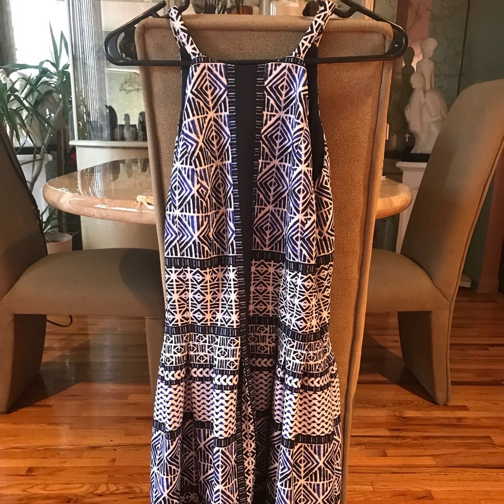 Vince Camuto Navy Printed Dress, Size 8
